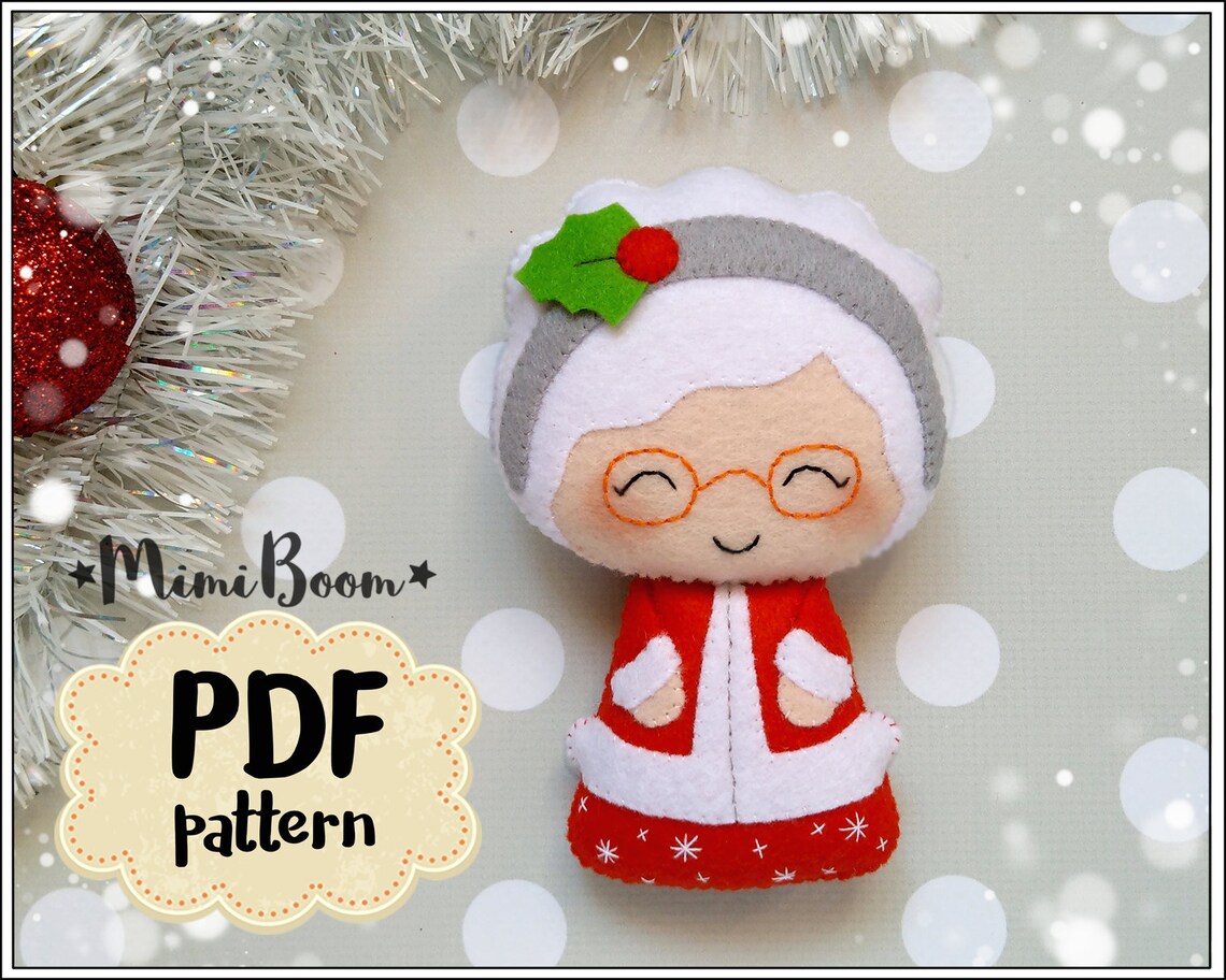 Christmas pattern felt Santa Claus and Mrs Claus pattern PDF | Etsy