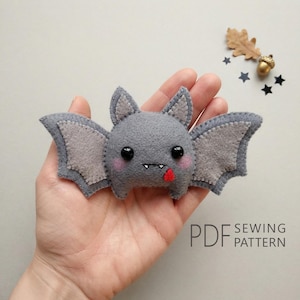 Felt Bat PDF Pattern: Halloween Ornament DIY - Plush Easy Sewing Crafts Guide