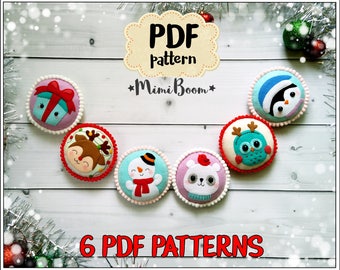 Christmas ornament pattern 6 Christmas baubles pattern felt ornaments Christmas Owl sewing pattern Christmas baubles felt pattern Snowman