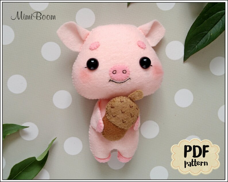 Cute Pig Pattern Felt Pattern Pig Sewing Pattern Felt Pig Etsy