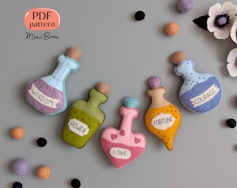 Felt Halloween Potion Ornament PATTERN: Easy DIY Craft - Sewing tutorial PDF