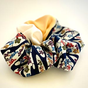 Large Kimono Silk Scrunchie: Japanese Floral Hair Accessory