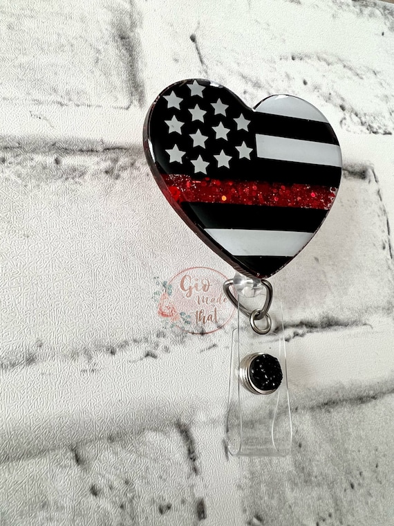 Thin Red Line Heart Badge Reel 