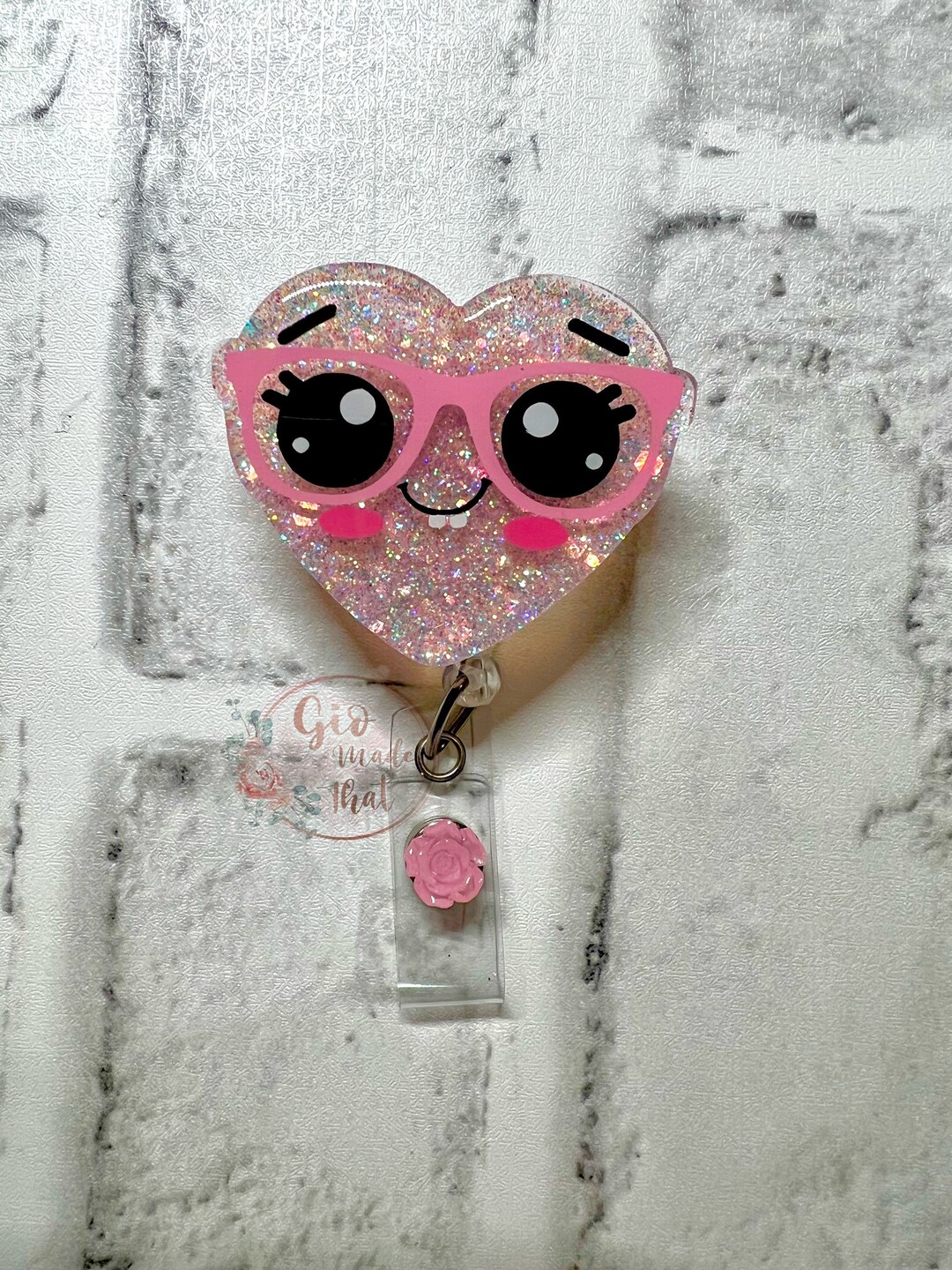 Heart With Glasses Badge Reel 