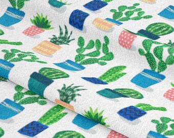 House Plants Fabric by Laura_May_Designs - tropical palm print- Cotton/ Polyester/ Jersey/ Canvas/ Digital Printed