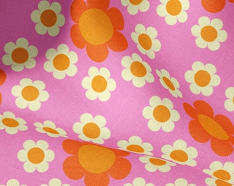 Daisy Circle On Pink fabric by Alice_Apple - Cotton/Polyester/Jersey/Canvas/Digital Print