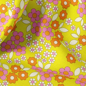 Floral Scatter On Yellow fabric by Alice_Apple - Cotton/Polyester/Jersey/Canvas/Digital Print