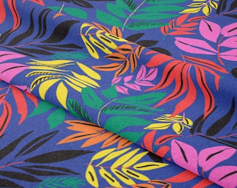 Leaf 2 Fabric by Laura_May_Designs - tropical palm print- Cotton/ Polyester/ Jersey/ Canvas/ Digital Printed