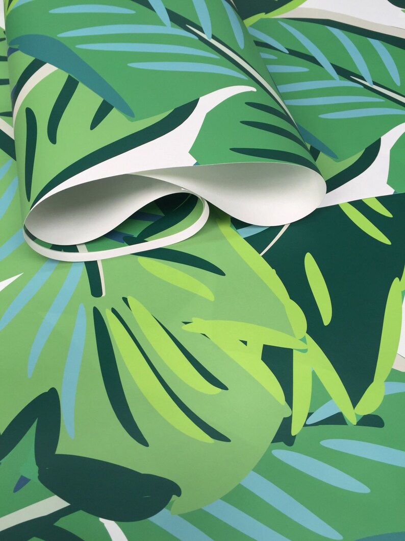 Banana Palm Leaves Wallpaper large Scale Fabric by Ojardin Etsy
