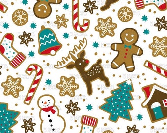 Christmas gingerbread cookies fabric by heleen_vd_thillart  - Cotton/ Polyester/ Jersey/ Canvas/ Digital Printed