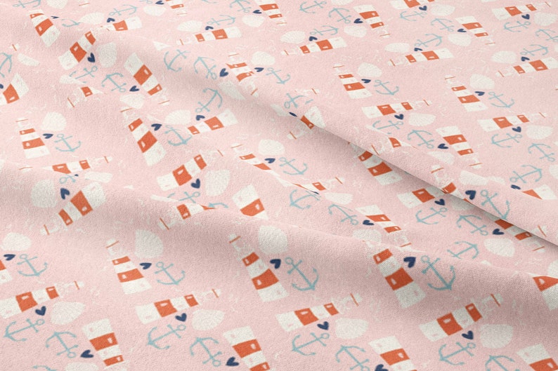 Nautical 3 Fabric by Laura_May_Designs Cotton/ Polyester/ Jersey/ Canvas/ Digital Printed image 1