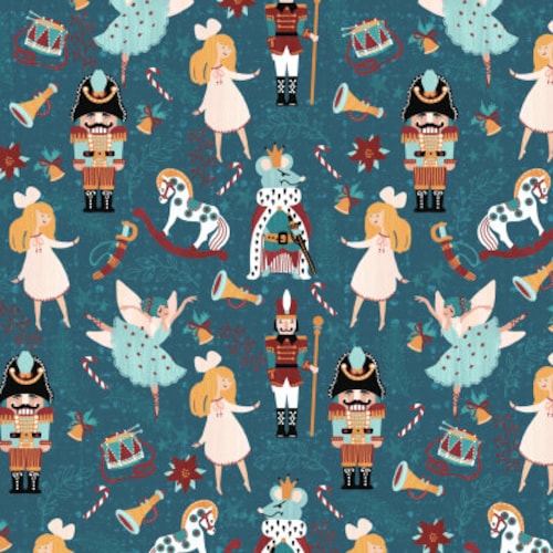 Nutcracker Ballet Fabric Christmas Holiday Navy Xmas Fabric by Etsy UK