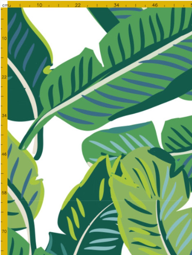 Banana Palm Leaves Wallpaper large Scale Fabric by Ojardin Etsy
