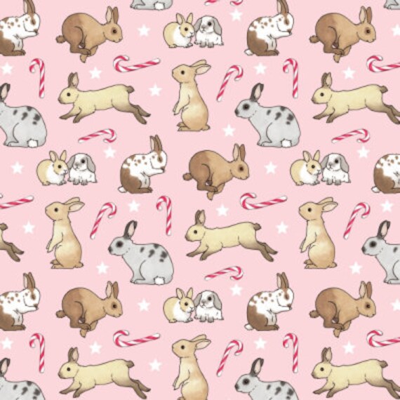 Rabbits fabric by Hazel_Fisher_Creations Cotton/ Polyester/ Etsy