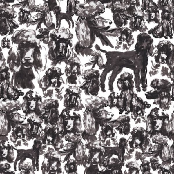 Inky Poodles fabric by snarkharted - Cotton/ Polyester/ Jersey/ Canvas/ Digital Printed