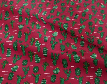 Tejido de cactus navideño de Andrea Lauren - Algodón/ Poliéster/ Jersey/ Lienzo/ Impreso Digital