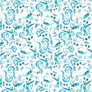 Otterly Adorable fabric - by Gingerlique - Cotton/ Polyester/ Jersey/ Canvas/ Digital Printed