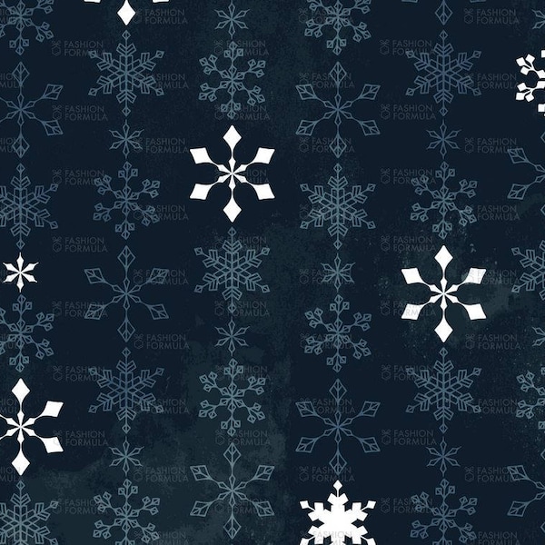 Tissu Snowflake Crystal Chain par AdenaJ - Coton / Polyester / Jersey / Toile / Imprimé numérique