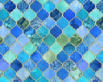 Society6 ケース Cobalt Blue, Aqua & Gold Decorative Moroccan Cobalt Blue, Aqua & Gold Decorative Moroccan Tile Pattern