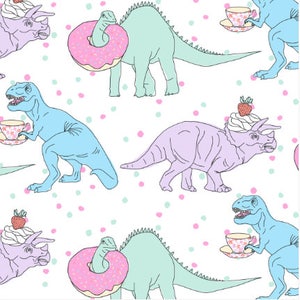 Más Tea Rex by TasherellaKitty- fabric - Algodón/ Poliéster/ Jersey/ Lienzo/ Impreso Digital