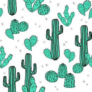 cactus - cactus estate stampa tropicale bambini sud-ovest piante tessuto da andrea lauren - Cotone / Poliestere / Jersey / Tela / Stampato digitale