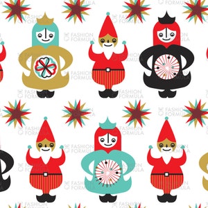 Festive Yule Elves and Angels Fabric by samossie image 1