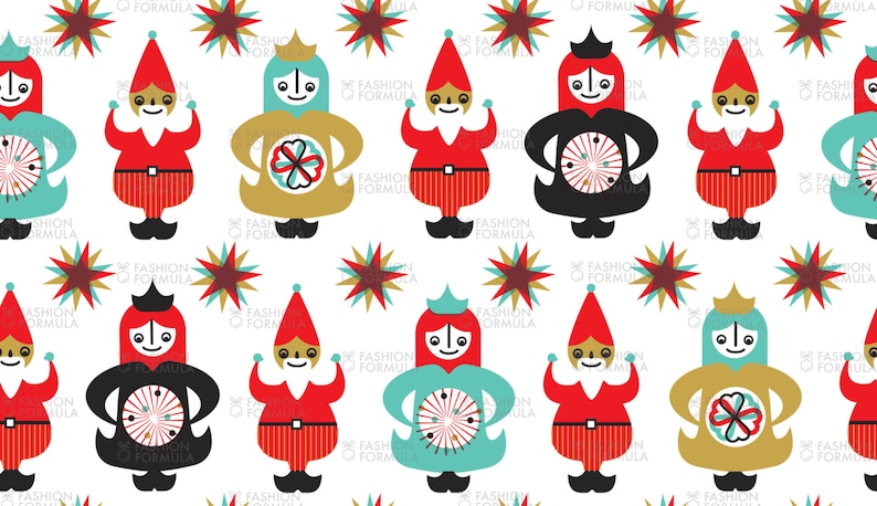 Festive Yule Elves and Angels Fabric by samossie image 1