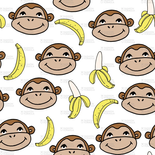 Tissu Happy Monkey par andrea_lauren - Coton / Polyester / Jersey / Toile / Imprimé numérique