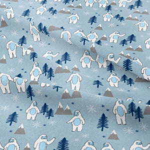Yeti christmas winter snow fabric blue grey fabric by andrea lauren Fabric by Andrea Lauren - Cotton/Polyester/Jersey/Canvas/Digital Printed