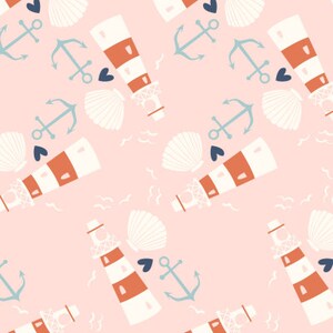 Nautical 3 Fabric by Laura_May_Designs Cotton/ Polyester/ Jersey/ Canvas/ Digital Printed image 2