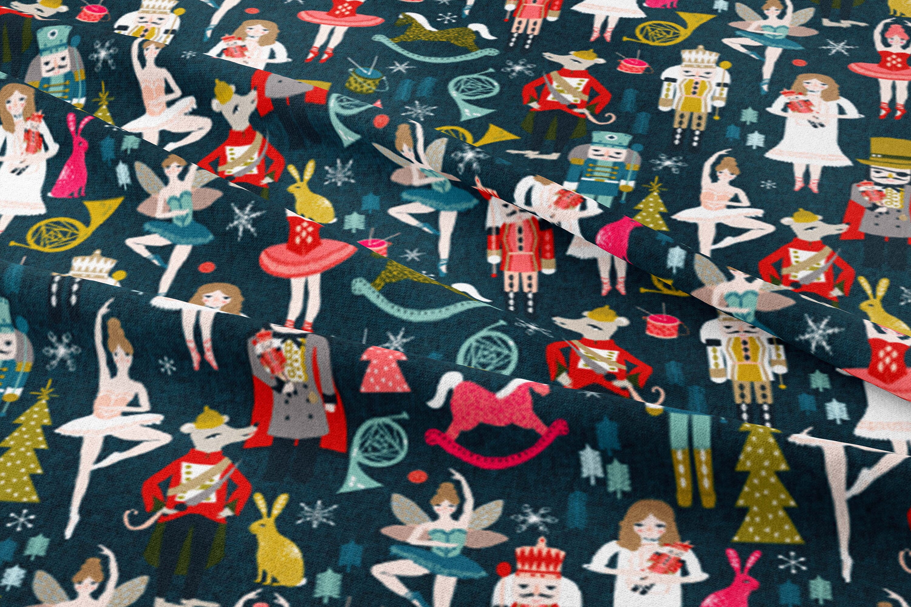 Nutcracker Ballet Fabric Christmas Holiday Navy Xmas Fabric by Etsy UK