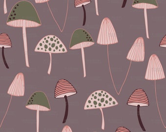 Champignons stof print van Erinkdesign - Katoen/ Polyester/ Jersey/ Canvas/ Digitaal Bedrukt