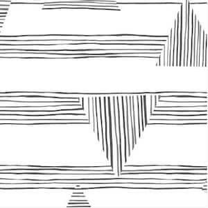 Målade ränder och korsande trianglar i svart och grått tyg av luciecookeddesign - Bomull/ Polyester/ Jersey/ Canvas/ Digitaltryckt