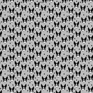 Boston Terrier dog fabric - Boston Terrier dog breed fabric grey by Andrea Lauren