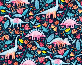 Dinosaur Delight fabric - by Gingerlique - Cotton/ Polyester/ Jersey/ Canvas/ Digital Printed