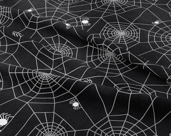 Halloween Spider Webs Black fabric by AdenaJ - halloween - Cotton/ Polyester/ Jersey/ Canvas/ Digital Printed