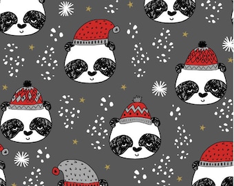Winter Panda Stoff - von andrea lauren - Baumwolle/Polyester/Jersey/Canvas/DigitalDruck