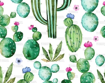 Cactus fabric by Kate_Rina - Cotton/ Polyester/ Jersey/ Canvas/ Digital Printed