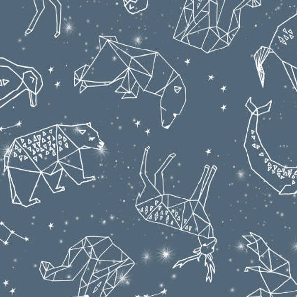 Constellations fabric by Andrea Lauren - animal geometric illustration blue sky nursery baby -Cotton/Polyester/Jersey/Canvas/Digital Printed