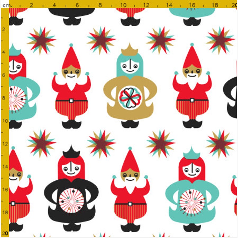 Festive Yule Elves and Angels Fabric by samossie image 2