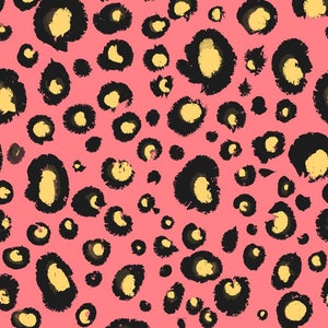 Leopard Print - Tejido Coral Pink de ameliabewicktextiles - Algodón/ Poliéster/ Jersey/ Lienzo/ Impreso Digital