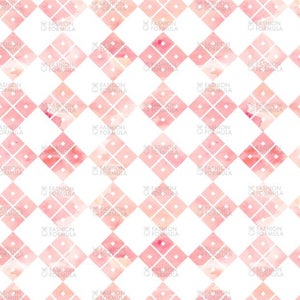 Può includere: Uno schema senza cuciture con un motivo a rombi rosa e bianco. I rombi sono riempiti con una texture simile all'acquerello.