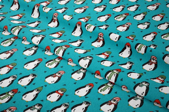 1 Metre Twisted Textile Quilted Cotton Digital Prints Penguin Winter Jumper Christmas Pattern