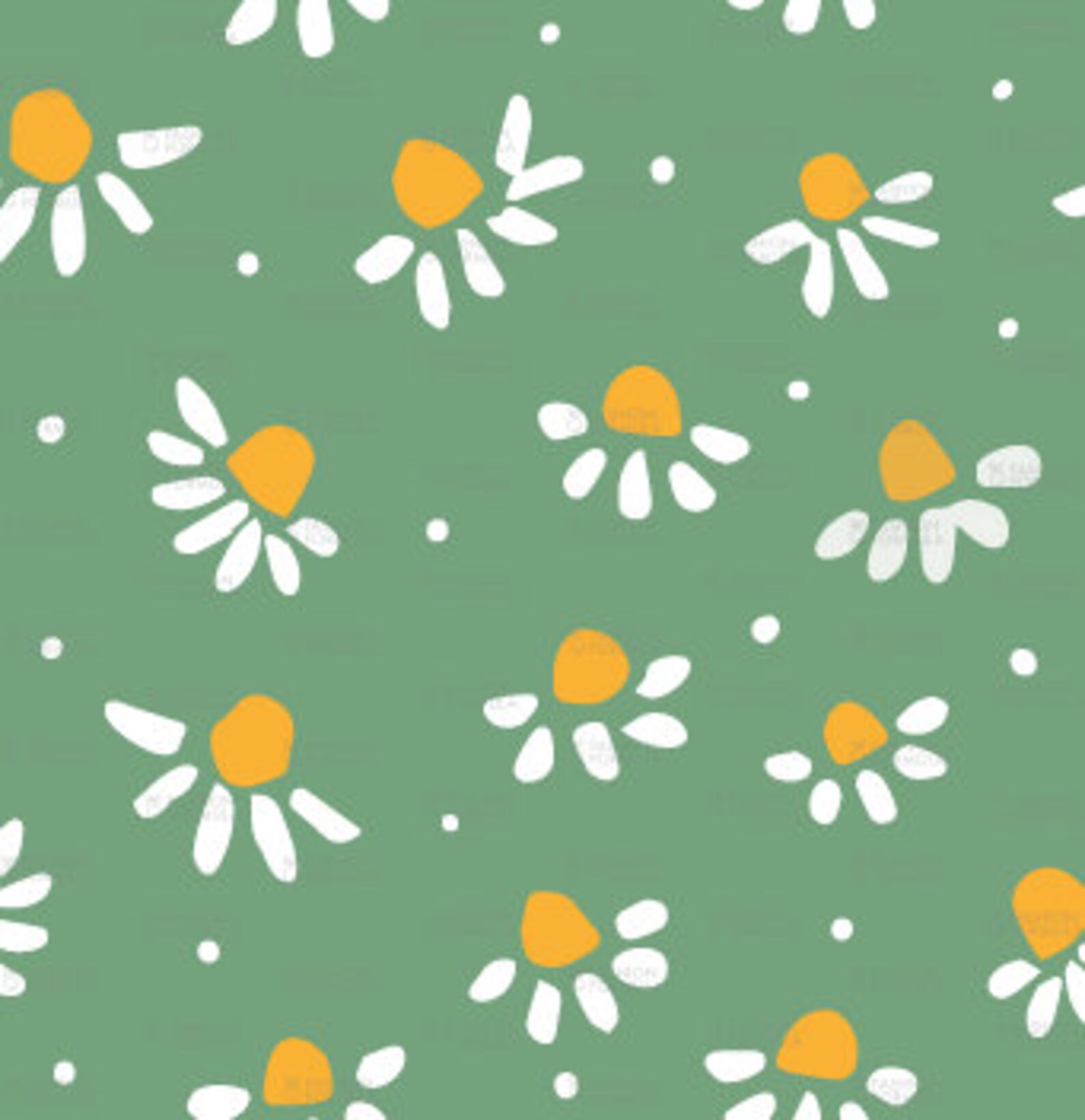 Daisies Fabric by Agathests Cotton/ Polyester/ Jersey/ Etsy