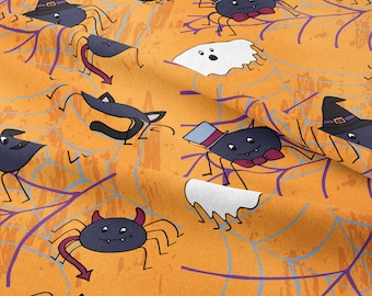 Spiders Masquerade fabric by SassaBDesigns - halloween - Cotton/ Polyester/ Jersey/ Canvas/ Digital Printed