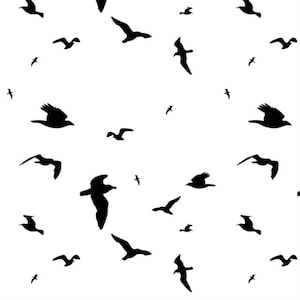Flock of Ravens Tessuti in bianco e nero di Mariah_Girl - halloween - Cotone/ Poliestere/ Jersey/ Tela/ Stampa digitale