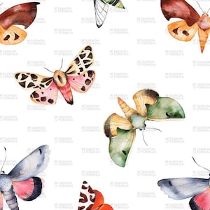 Moths II fabric by Kate_Rina - Cotton/ Polyester/ Jersey/ Canvas/ Digital Printed