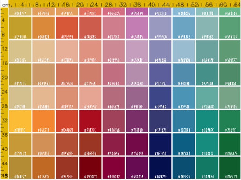 Paint Chips and Hex Codes Fabric by Ruth Robson Cotton/ Etsy