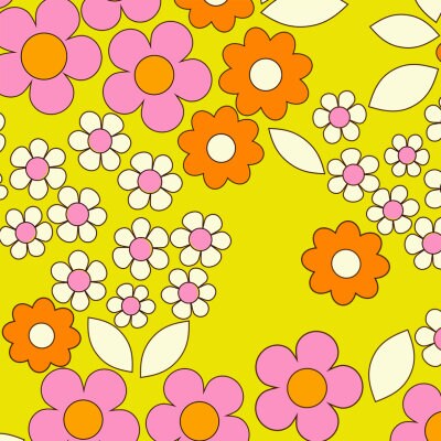 Floral Scatter on Yellow Fabric by Alice_apple | Etsy UK