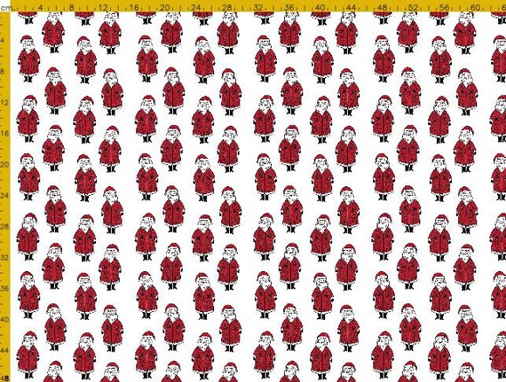 Father Christmas Santa Claus red retro print fabric fat quarter poly-cotton